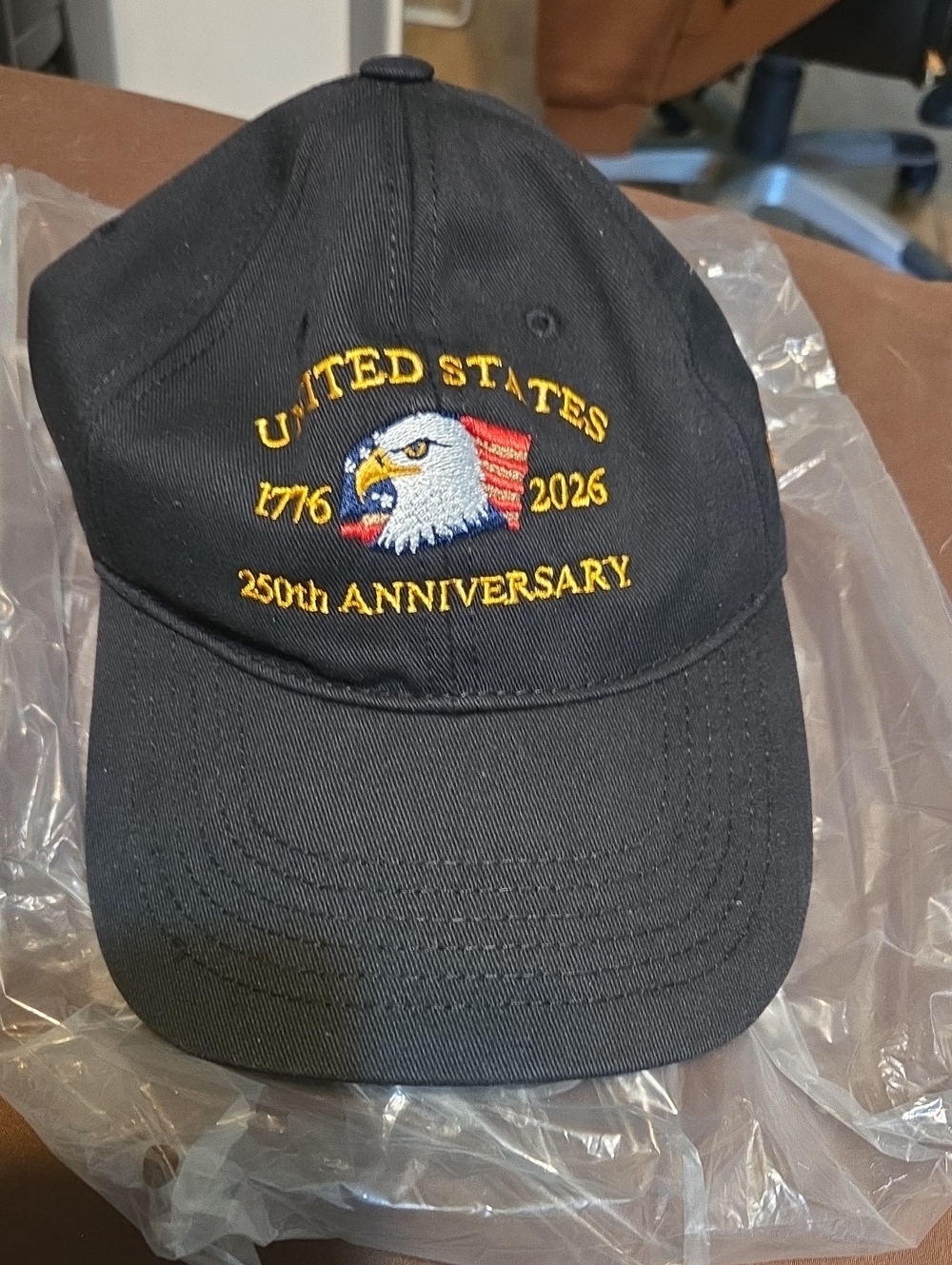 Black 'United States 250th Anniversary' Embroidered Baseball Cap NEW